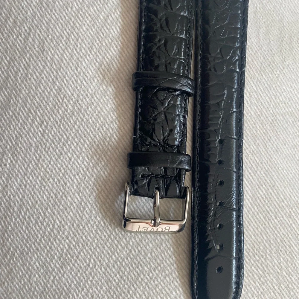 Black Textured Leather Belt BOVET 20mm watch strap